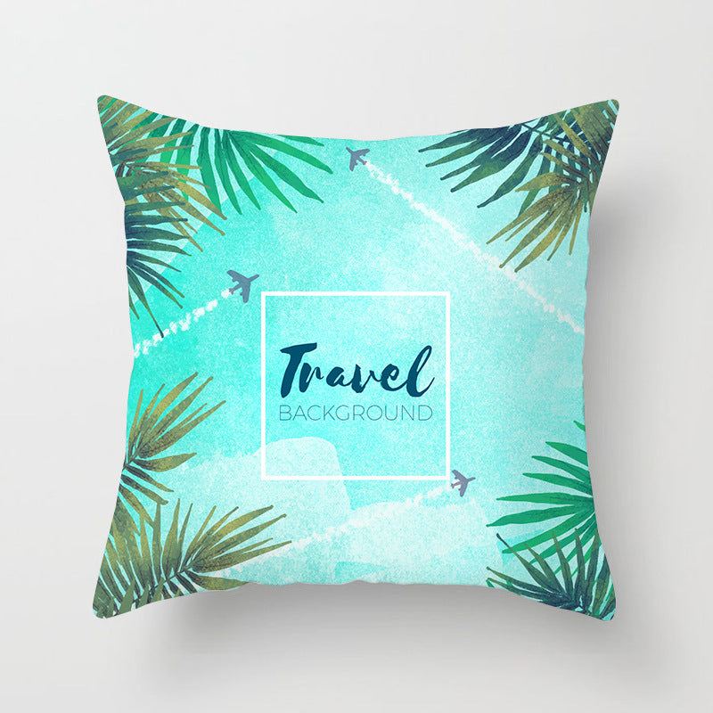 Decorative Square Throw Pillow Cover with Printed Potted Succulent Illustration and Hidden Zipper
