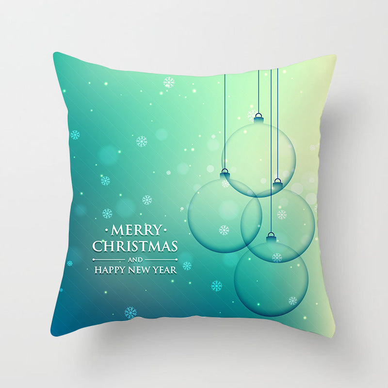 Square Festive Decorative Throw Pillow Cover with Holiday Bauble Graphic and Concealed Zipper