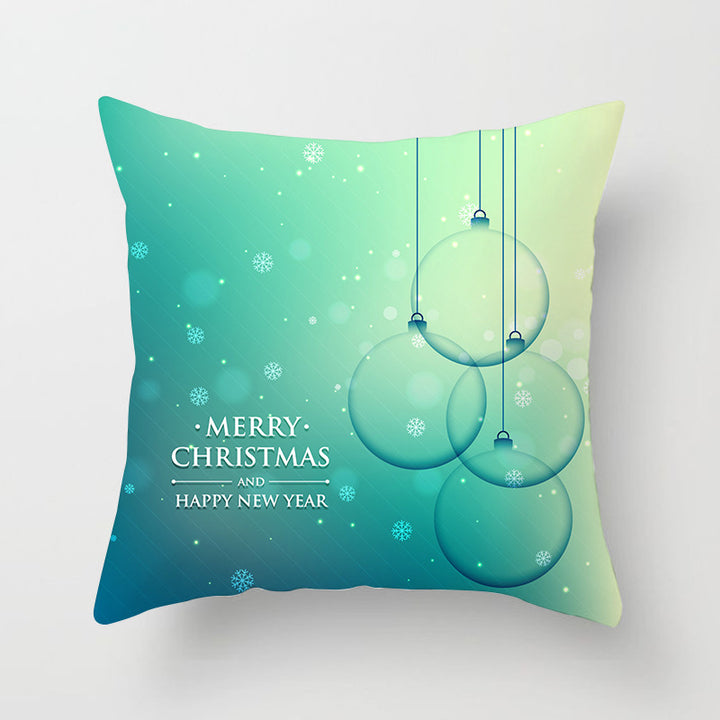 Square Festive Decorative Throw Pillow Cover with Holiday Bauble Graphic and Concealed Zipper