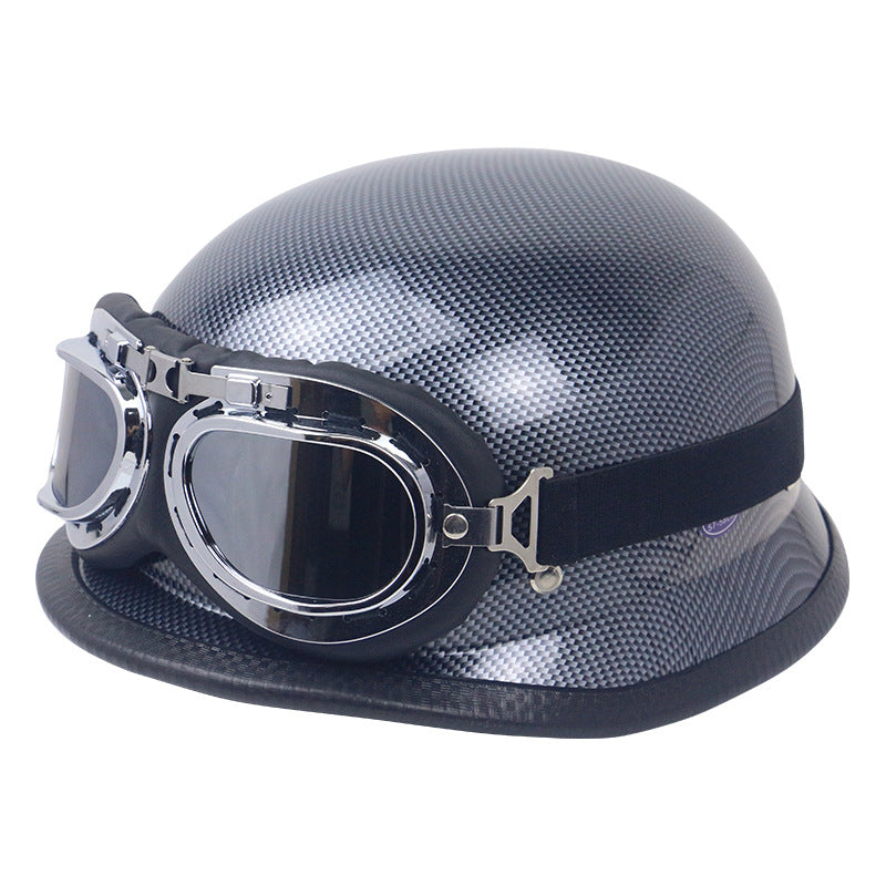 Retro Motorcycle Helmet with Goggles Stornfield
