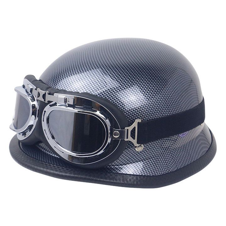 Retro Motorcycle Helmet with Goggles Stornfield