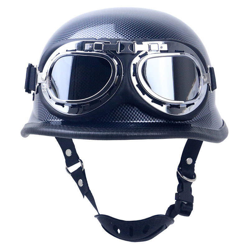 Retro Motorcycle Helmet with Goggles Stornfield