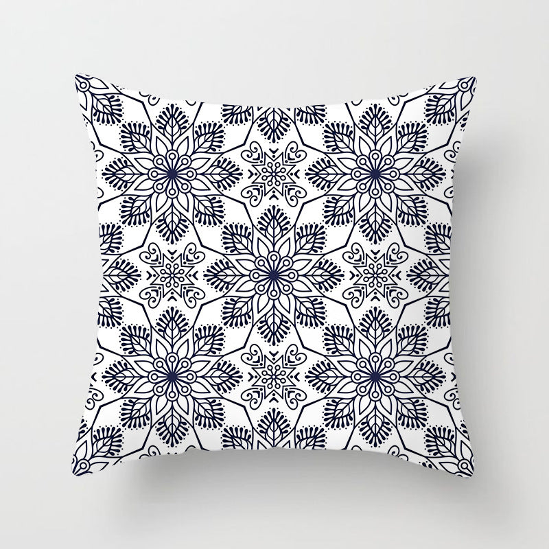 Square Mandala Decorative Pillow Cover with Hidden Zipper