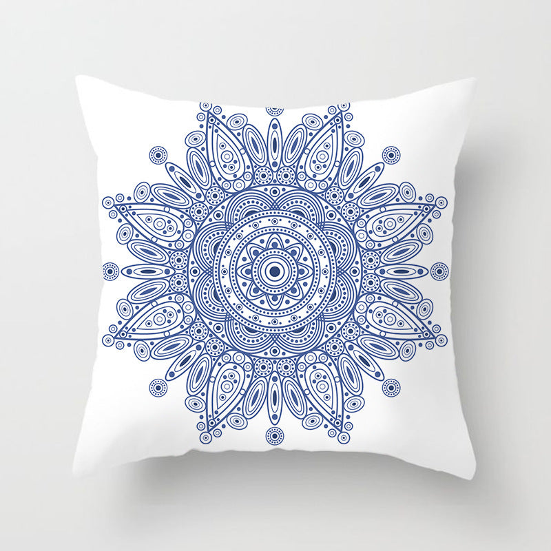 Square Mandala Decorative Pillow Cover with Hidden Zipper