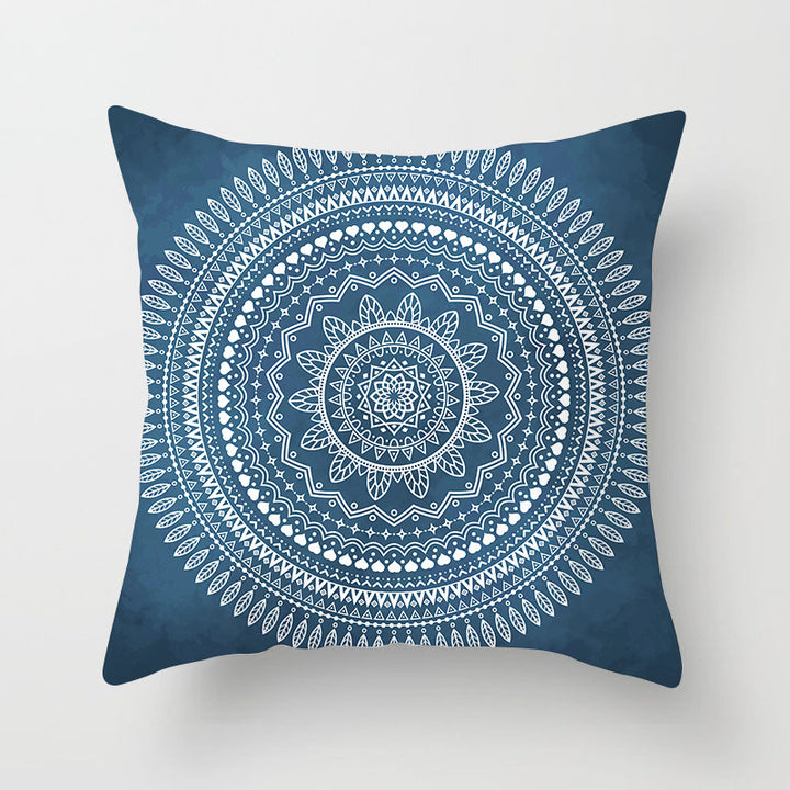 Square Mandala Decorative Pillow Cover with Hidden Zipper
