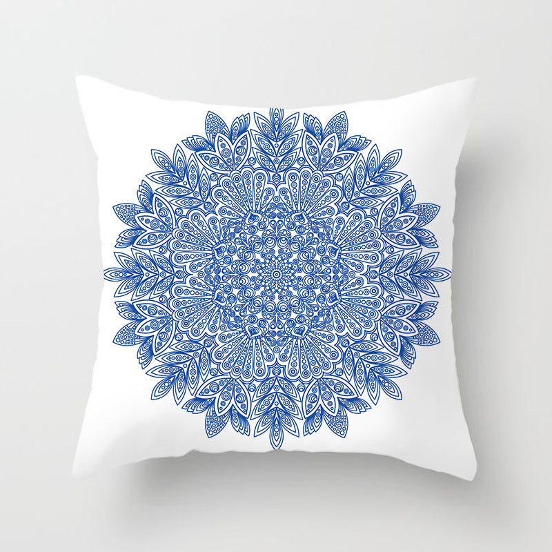 Square Mandala Decorative Pillow Cover with Hidden Zipper