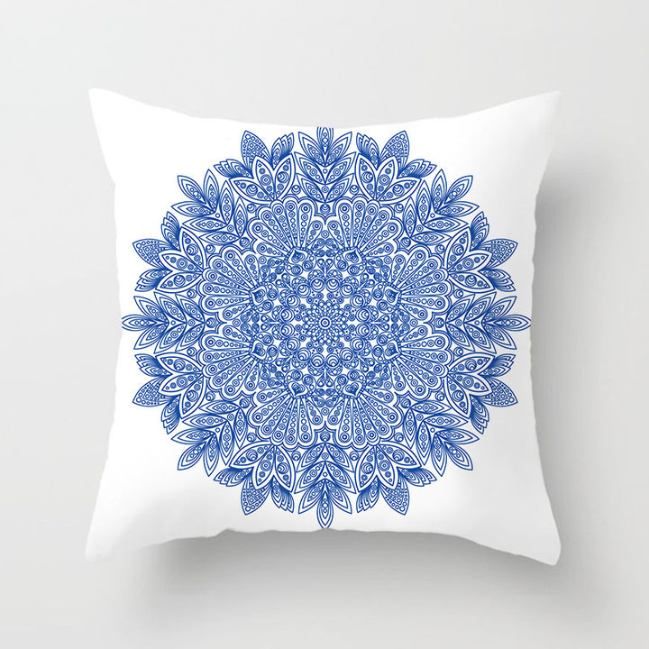 Square Mandala Decorative Pillow Cover with Hidden Zipper
