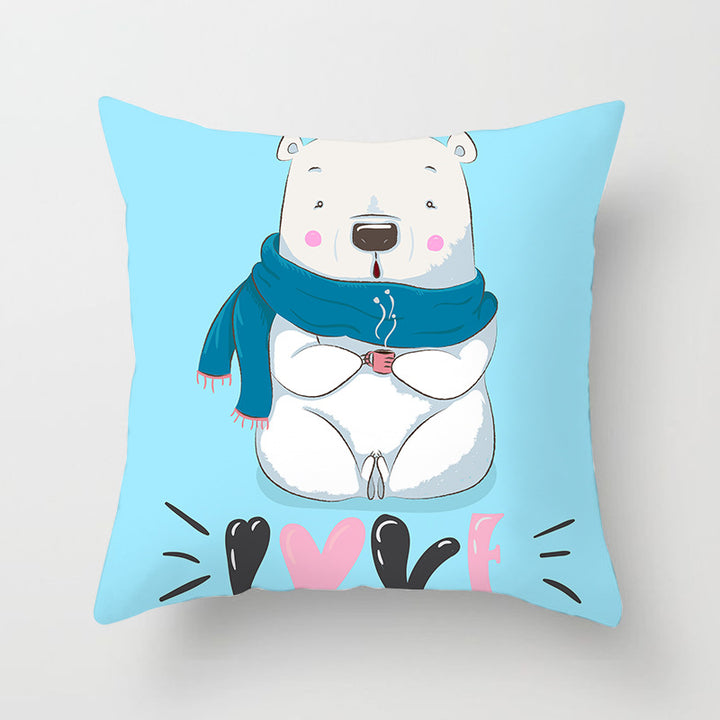Square Decorative Pillow Cover with Mermaid Penguin Illustration and Concealed Zipper
