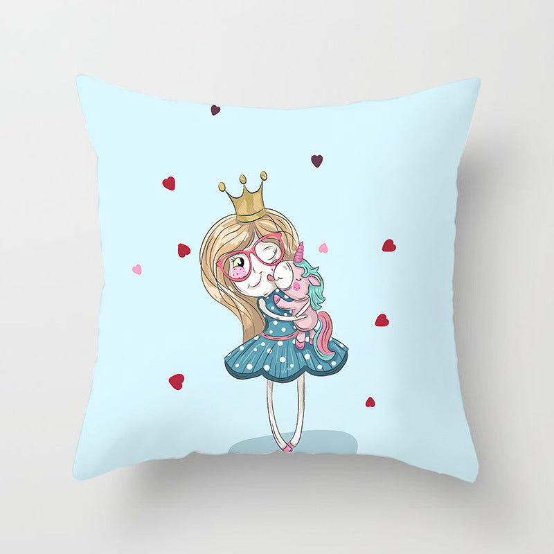 Square Decorative Pillow Cover with Mermaid Penguin Illustration and Concealed Zipper