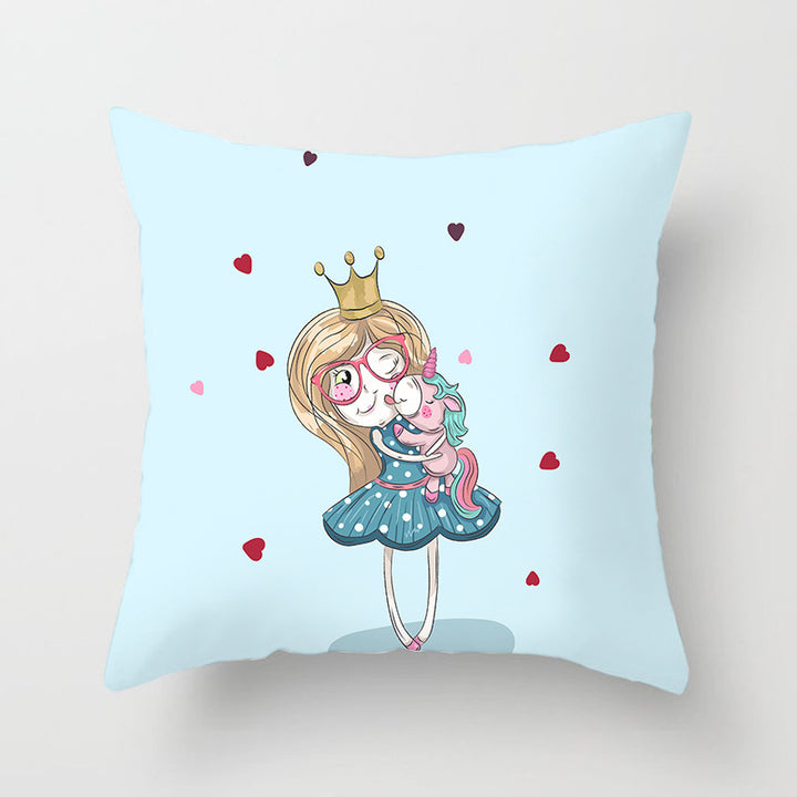 Square Decorative Pillow Cover with Mermaid Penguin Illustration and Concealed Zipper