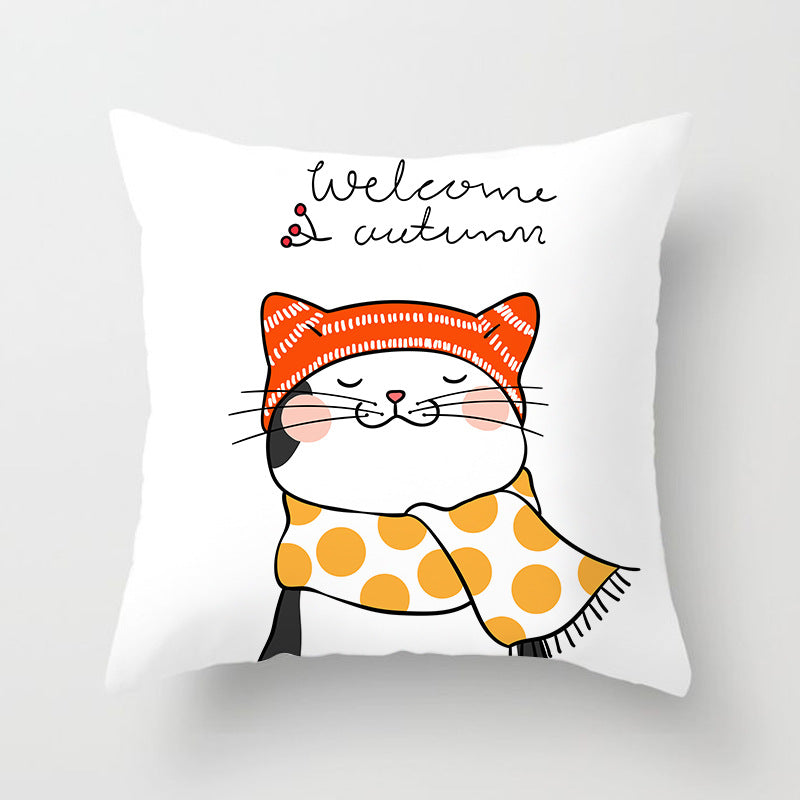 Square Decorative Pillow Cover with Mermaid Penguin Illustration and Concealed Zipper