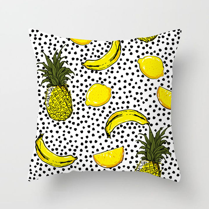 Tropical Pineapple and Banana Pattern Decorative Throw Pillow Cover