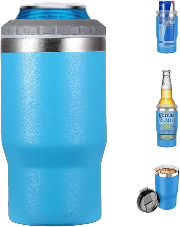 Stornfield | 4-in-1 Stainless Steel Can/Bottle Thermos, 14 Oz Dual-Purpose Lid, Insulated SUS Can Cooler, Beer Bottle Holder (Black)