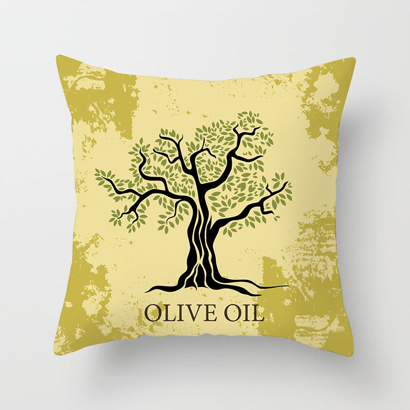 Decorative Square Throw Pillow Cover with Printed Potted Succulent Illustration and Hidden Zipper