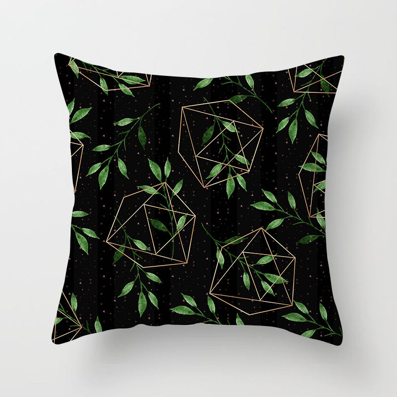 Decorative Square Throw Pillow Cover with Printed Potted Succulent Illustration and Hidden Zipper