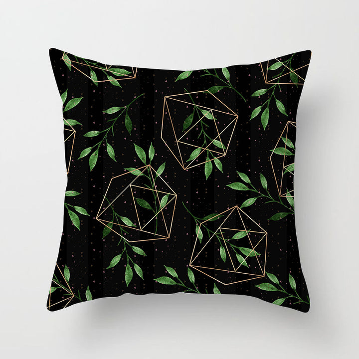 Decorative Square Throw Pillow Cover with Printed Potted Succulent Illustration and Hidden Zipper