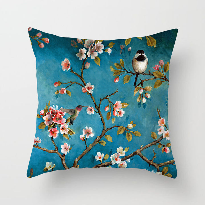 Decorative Square Throw Pillow Cover with Printed Potted Succulent Illustration and Hidden Zipper