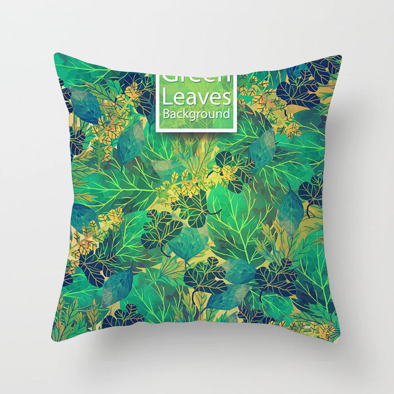 Decorative Square Throw Pillow Cover with Printed Potted Succulent Illustration and Hidden Zipper