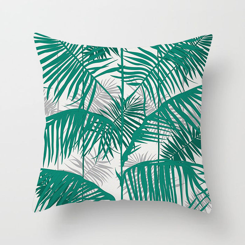 Decorative Square Throw Pillow Cover with Printed Potted Succulent Illustration and Hidden Zipper