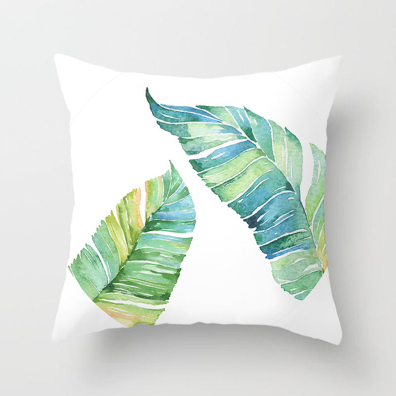 Decorative Square Throw Pillow Cover with Printed Potted Succulent Illustration and Hidden Zipper