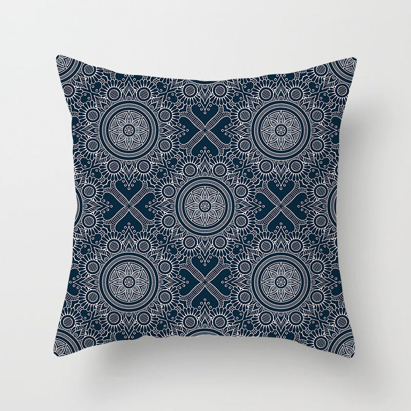 Square Mandala Decorative Pillow Cover with Hidden Zipper