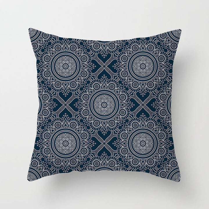 Square Mandala Decorative Pillow Cover with Hidden Zipper