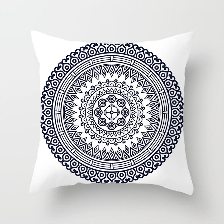 Square Mandala Decorative Pillow Cover with Hidden Zipper