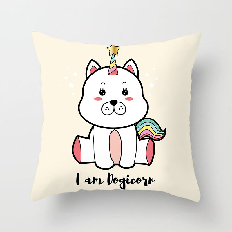 Square Decorative Pillow Cover with Mermaid Penguin Illustration and Concealed Zipper