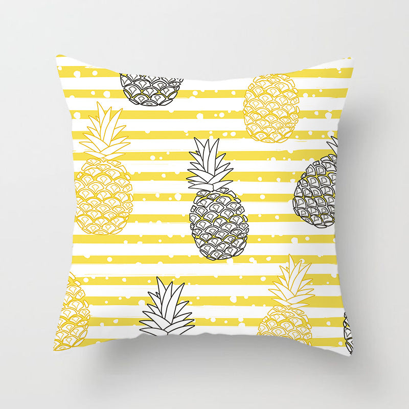 Tropical Pineapple and Banana Pattern Decorative Throw Pillow Cover