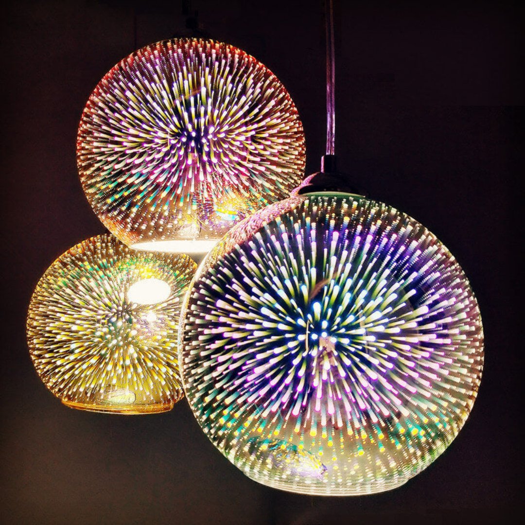 Stornfield | 1-Light Creative Modern 3D Firework Stained Glass Dome Pendant Lamp