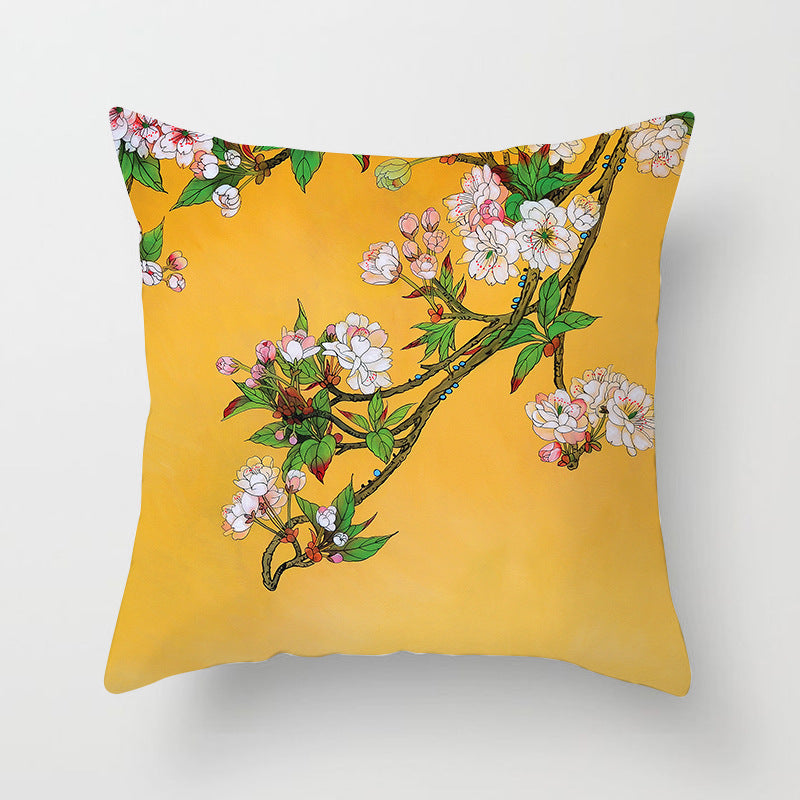 Decorative Square Throw Pillow Cover with Printed Potted Succulent Illustration and Hidden Zipper