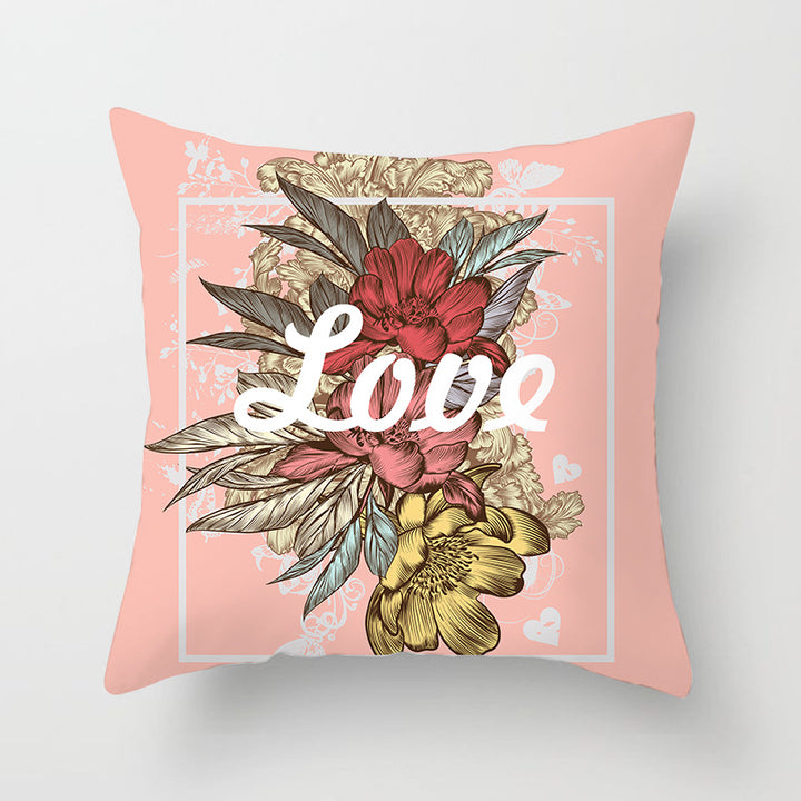 Decorative Square Throw Pillow Cover with Printed Potted Succulent Illustration and Hidden Zipper