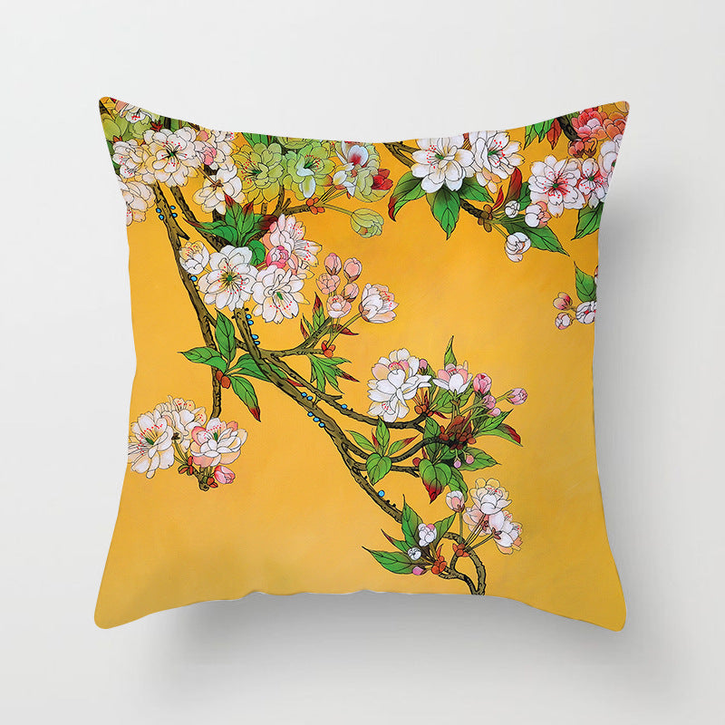 Decorative Square Throw Pillow Cover with Printed Potted Succulent Illustration and Hidden Zipper