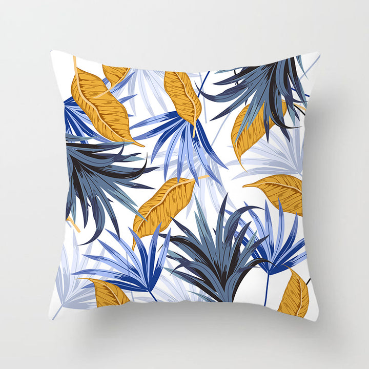 Decorative Square Throw Pillow Cover with Printed Potted Succulent Illustration and Hidden Zipper