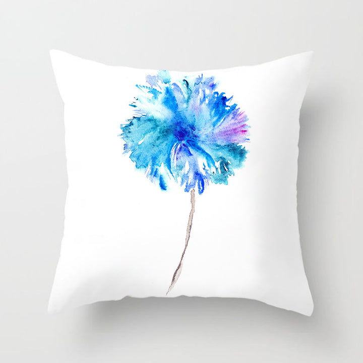 Decorative Square Throw Pillow Cover with Printed Potted Succulent Illustration and Hidden Zipper