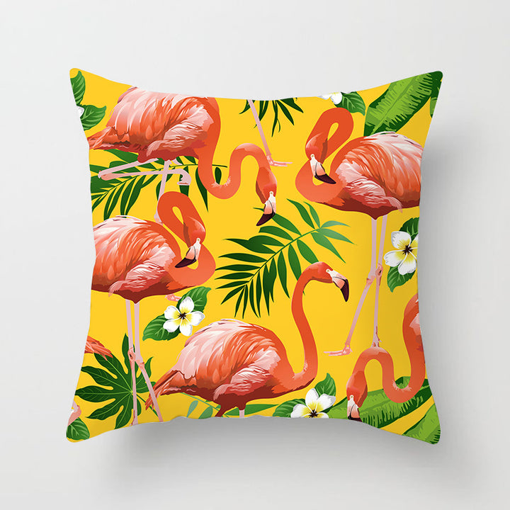 Decorative Square Throw Pillow Cover with Printed Potted Succulent Illustration and Hidden Zipper