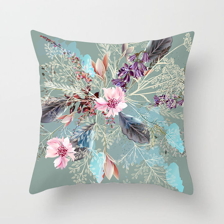 Decorative Square Throw Pillow Cover with Printed Potted Succulent Illustration and Hidden Zipper
