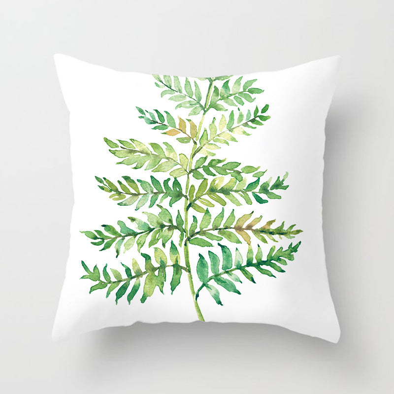 Decorative Square Throw Pillow Cover with Printed Potted Succulent Illustration and Hidden Zipper