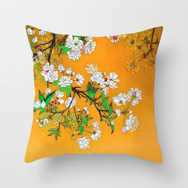 Decorative Square Throw Pillow Cover with Printed Potted Succulent Illustration and Hidden Zipper