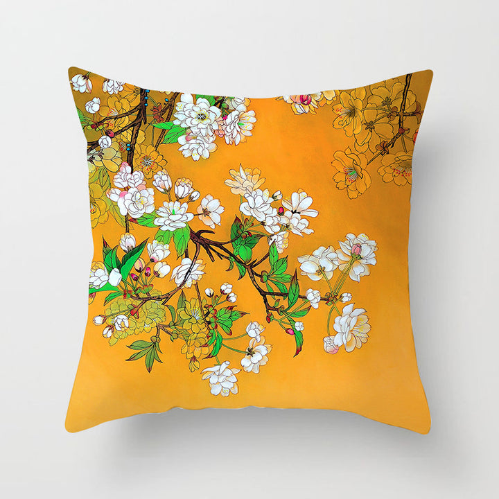 Decorative Square Throw Pillow Cover with Printed Potted Succulent Illustration and Hidden Zipper