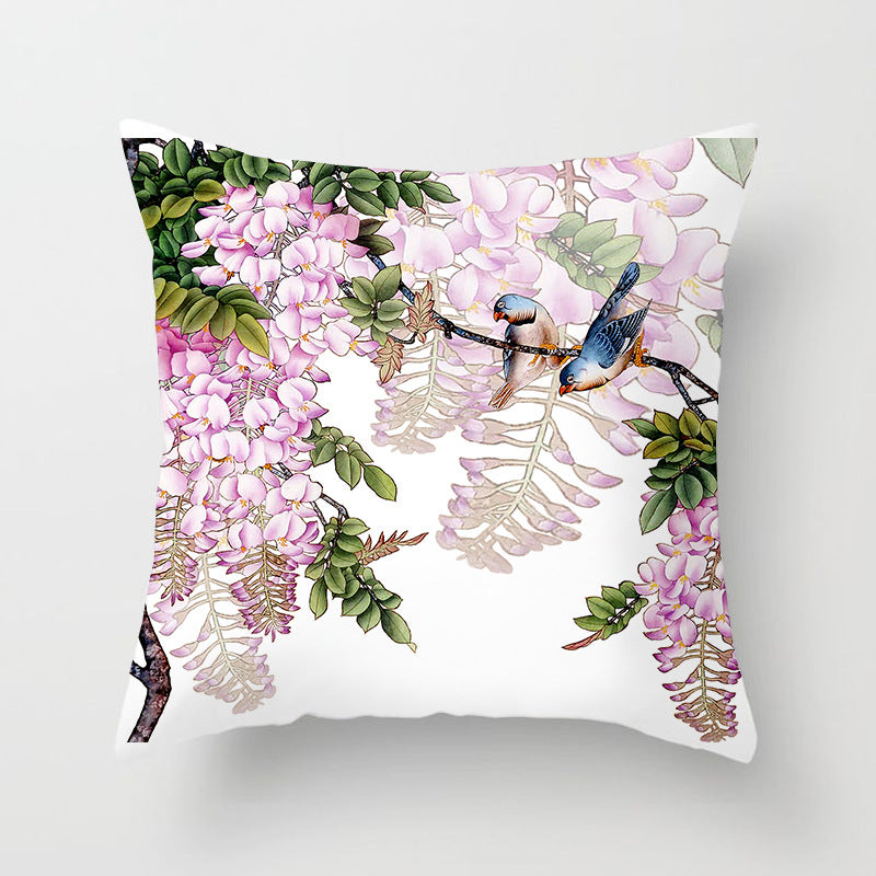 Decorative Square Throw Pillow Cover with Printed Potted Succulent Illustration and Hidden Zipper