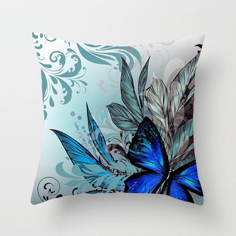 Decorative Square Throw Pillow Cover with Printed Potted Succulent Illustration and Hidden Zipper