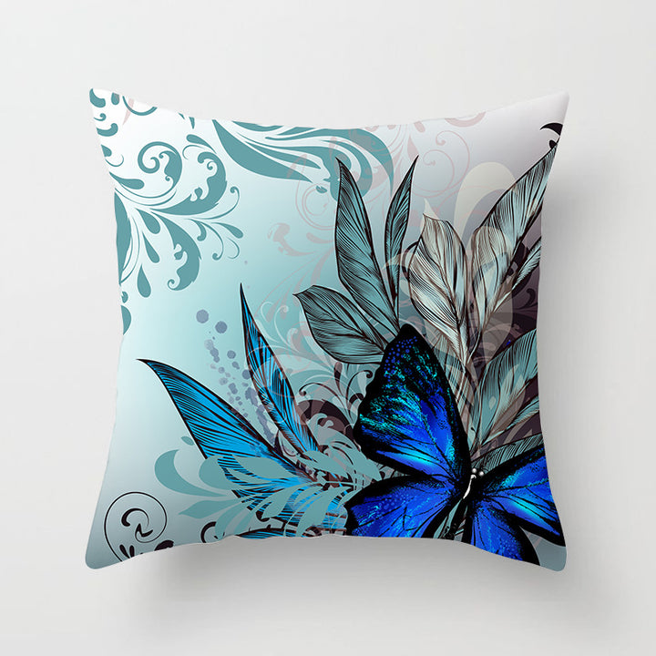 Decorative Square Throw Pillow Cover with Printed Potted Succulent Illustration and Hidden Zipper
