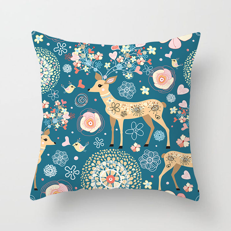 Square Festive Decorative Throw Pillow Cover with Holiday Bauble Graphic and Concealed Zipper