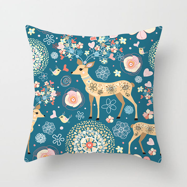Square Festive Decorative Throw Pillow Cover with Holiday Bauble Graphic and Concealed Zipper