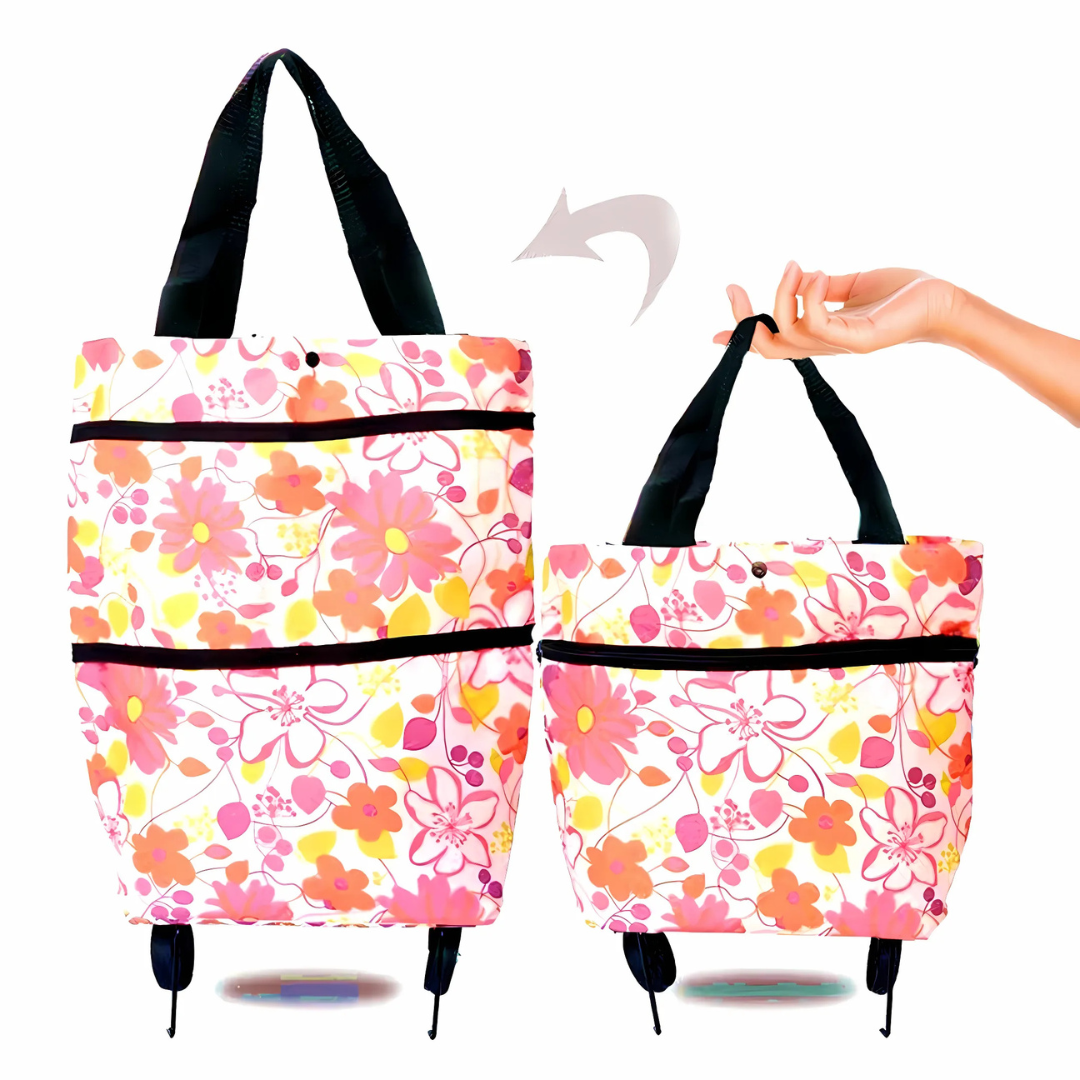 Foldable shopping trolley with expandable wheels | Stornfield
