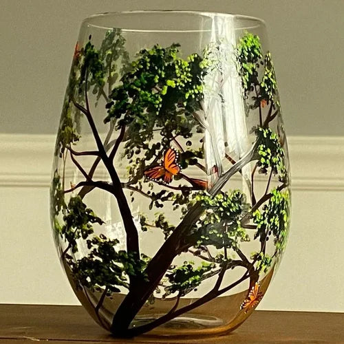 Stornfield | Hand Painted Four Seasons Tree Wine Glasses | Unique Art