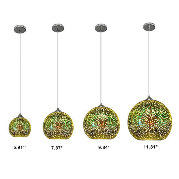 Stornfield | 1-Light Creative Modern 3D Firework Stained Glass Dome Pendant Lamp
