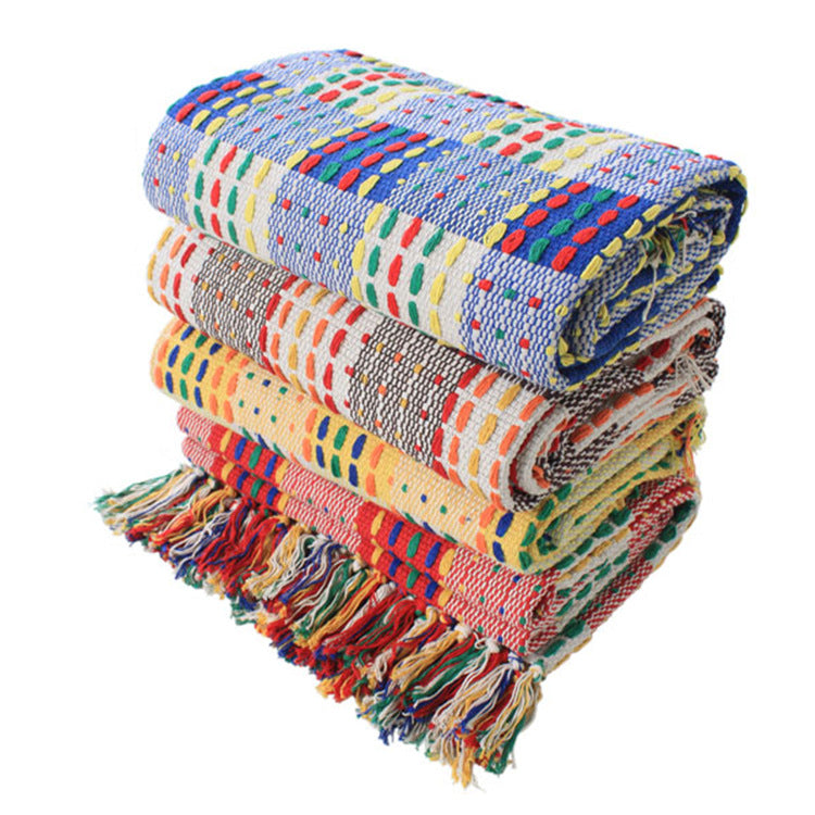 Flat-woven runner rug with check pattern and decorative border stripe Stornfield