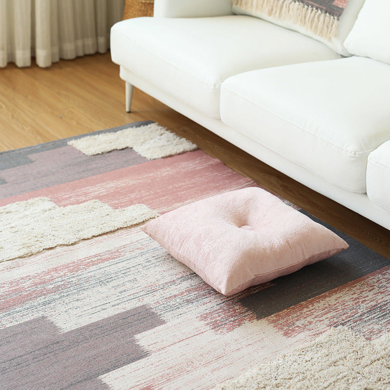 Modern woven living room rug with abstract structure and tufted high-pile accents Stornfield